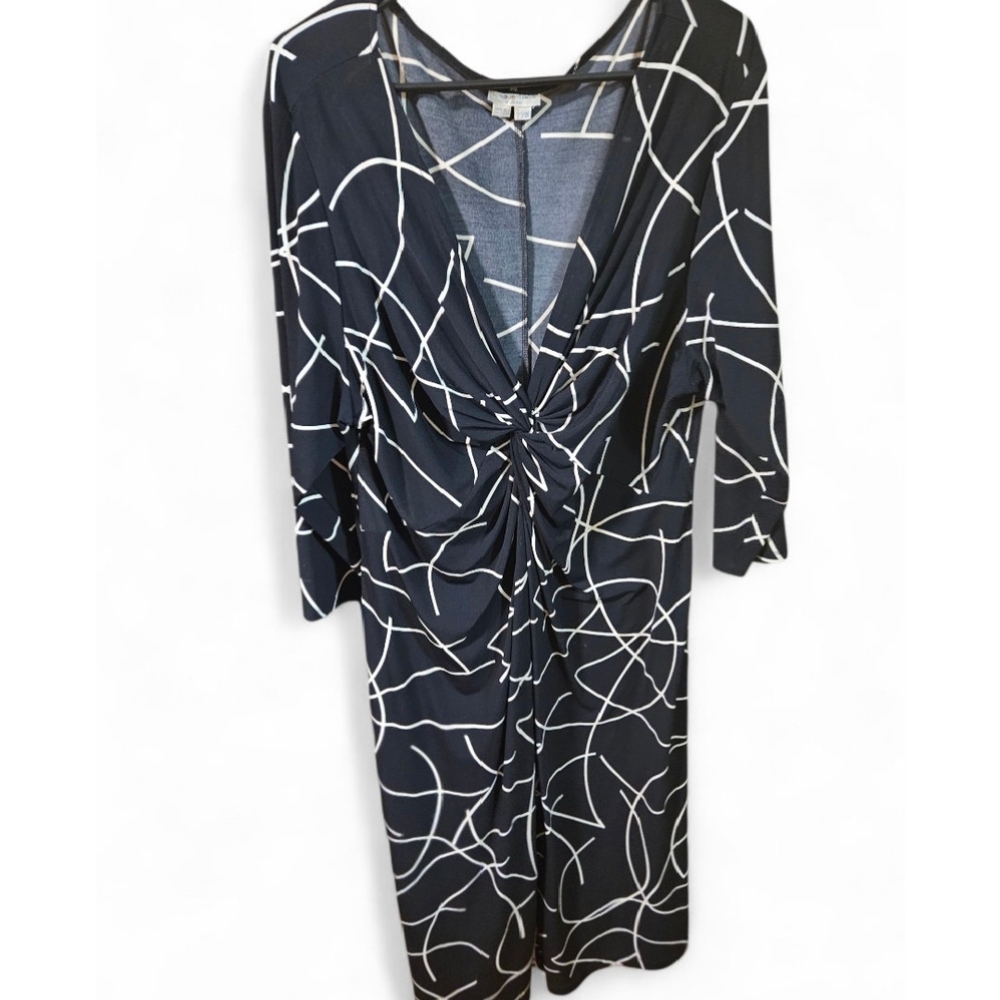 🍂 London Times Monochrome Patterned Dress